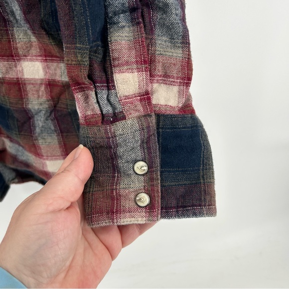 Work n Sport Flannel Pearl Snap Shirt Men's XL Maroon Plaid Western Rodeo - Picture 7 of 12